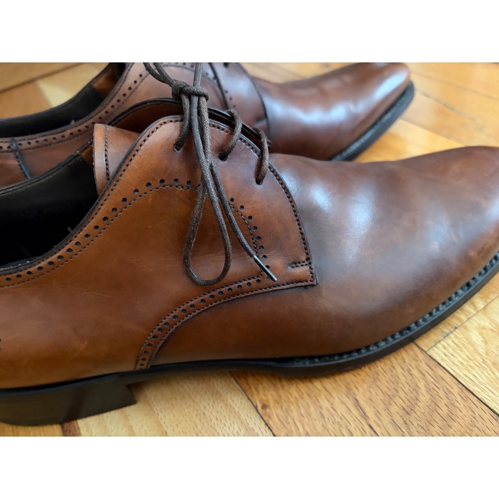 Ermenegildo Zegna Brown Leather Derby Dress Shoes Mens 12 Italy - Picture 4 of 11